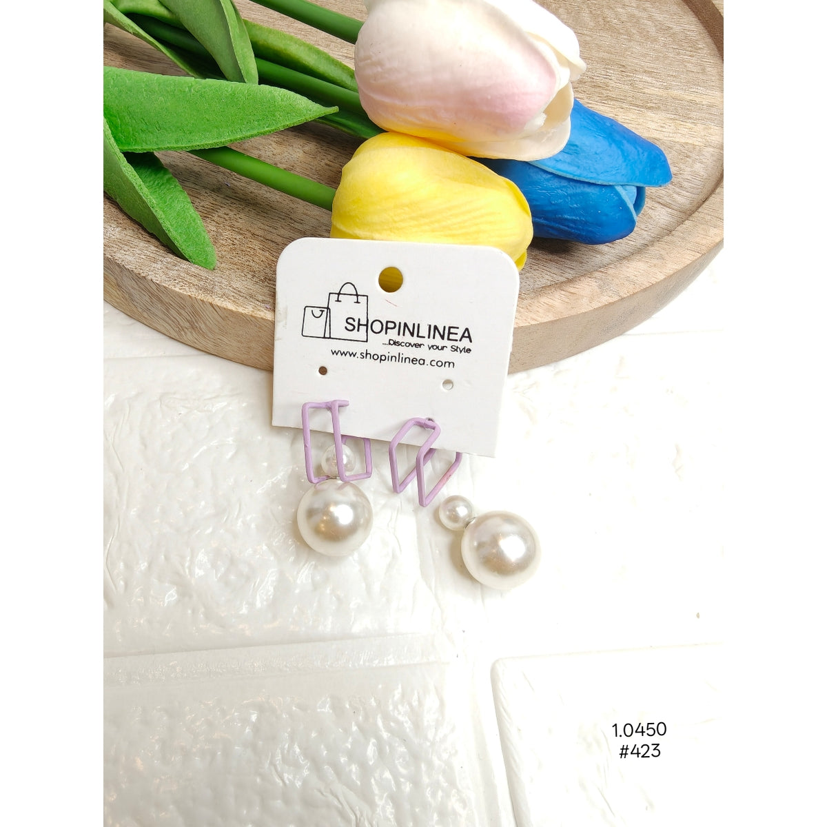 Minimalist Square Geometric Frame Earrings with Elegant Pearl Drops