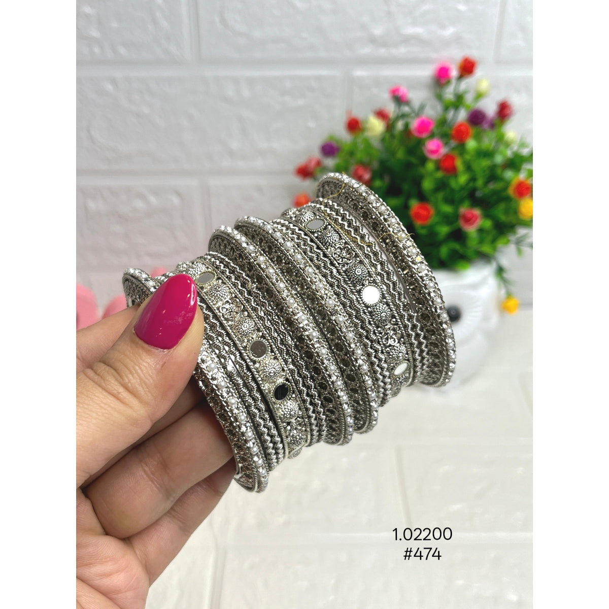 Oxidised Silver Bangles Set