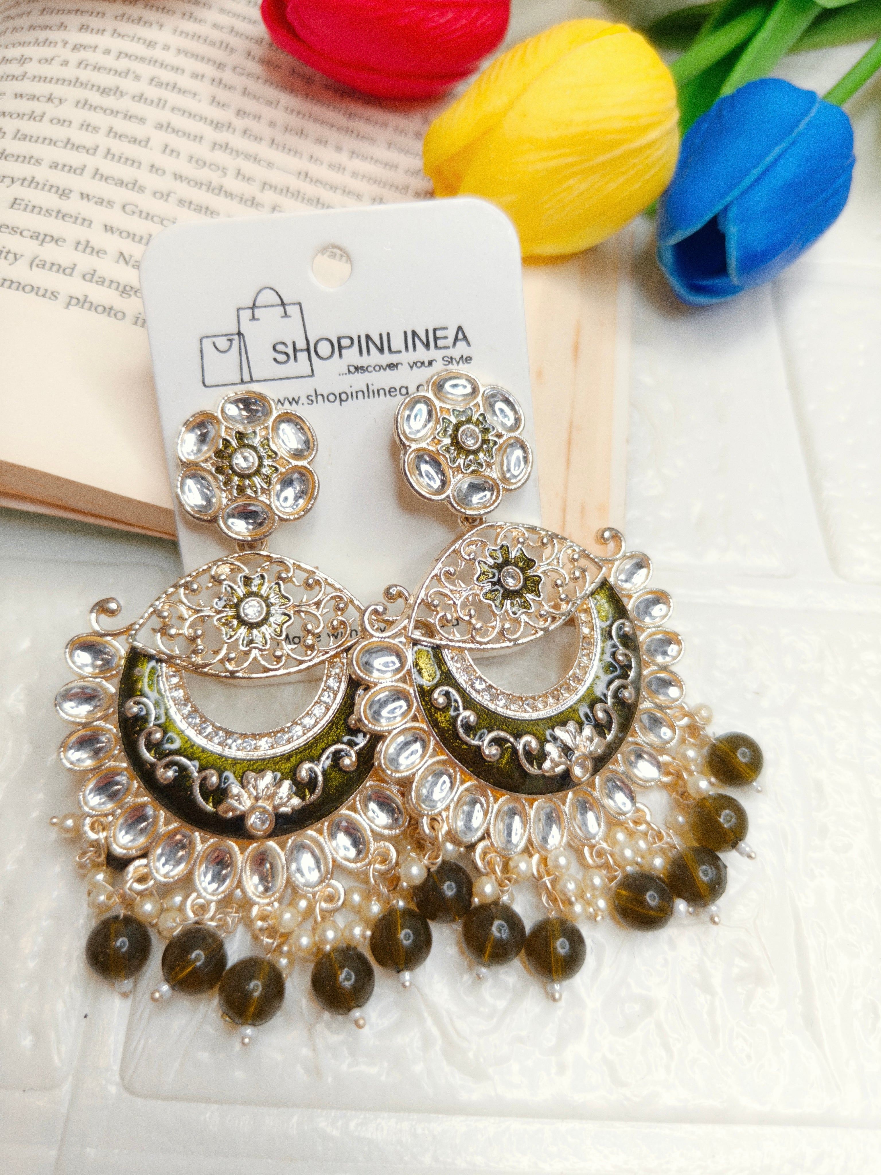 Elegant Kundan Meenakari Earrings