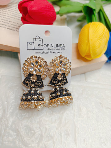 kundan-studded jhumka earrings
