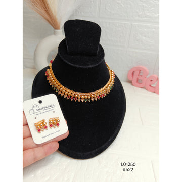 Indian Ethnic Gold-Plated Necklace & Earring Set