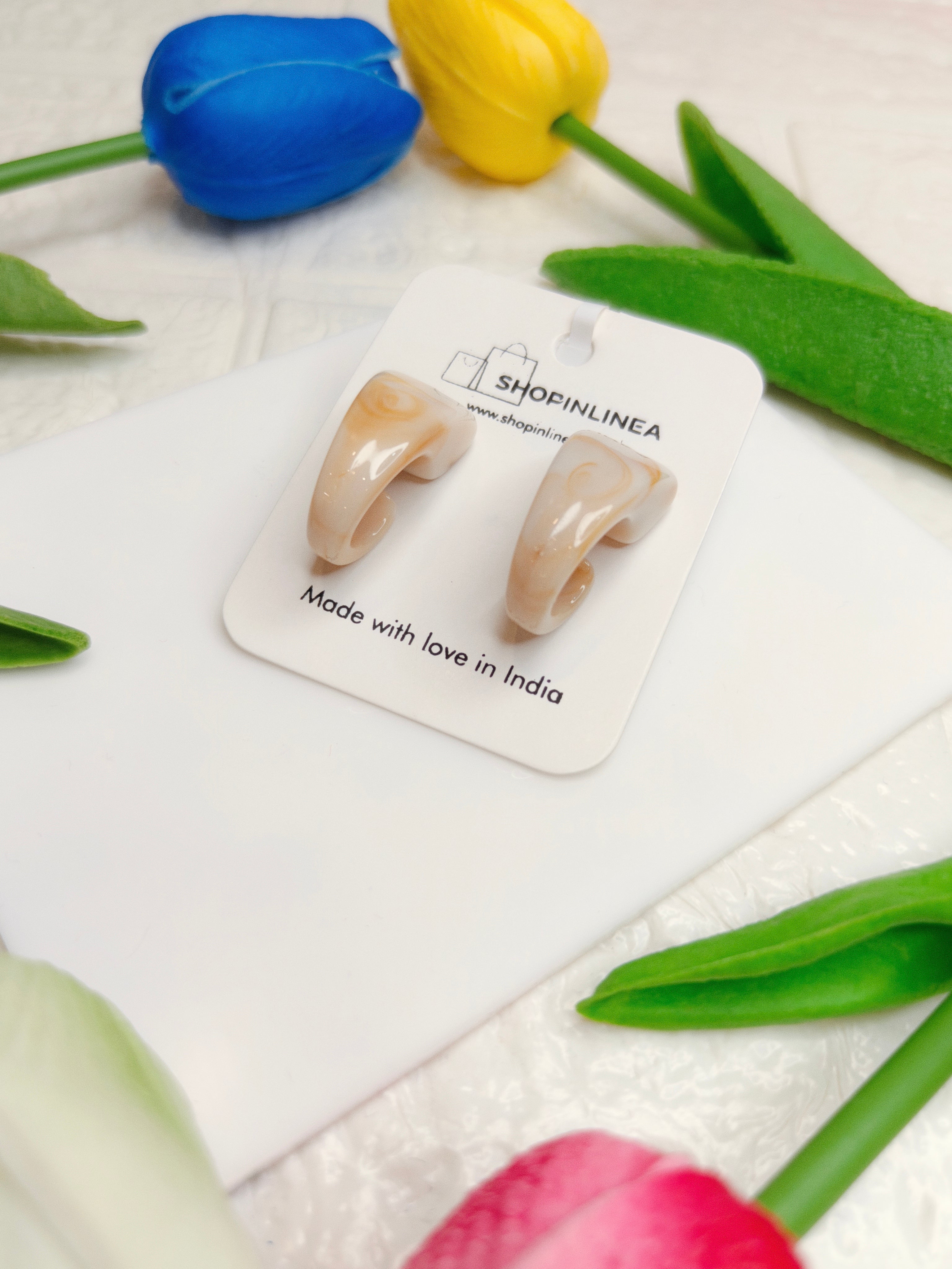 Minimalist White Acrylic Hoops |