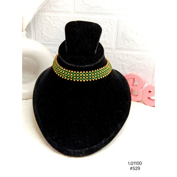 Statement Green & Gold-Plated Choker Necklace Set