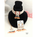 Fashion Pearl Layered Beaded Choker Necklace & Earrings Set