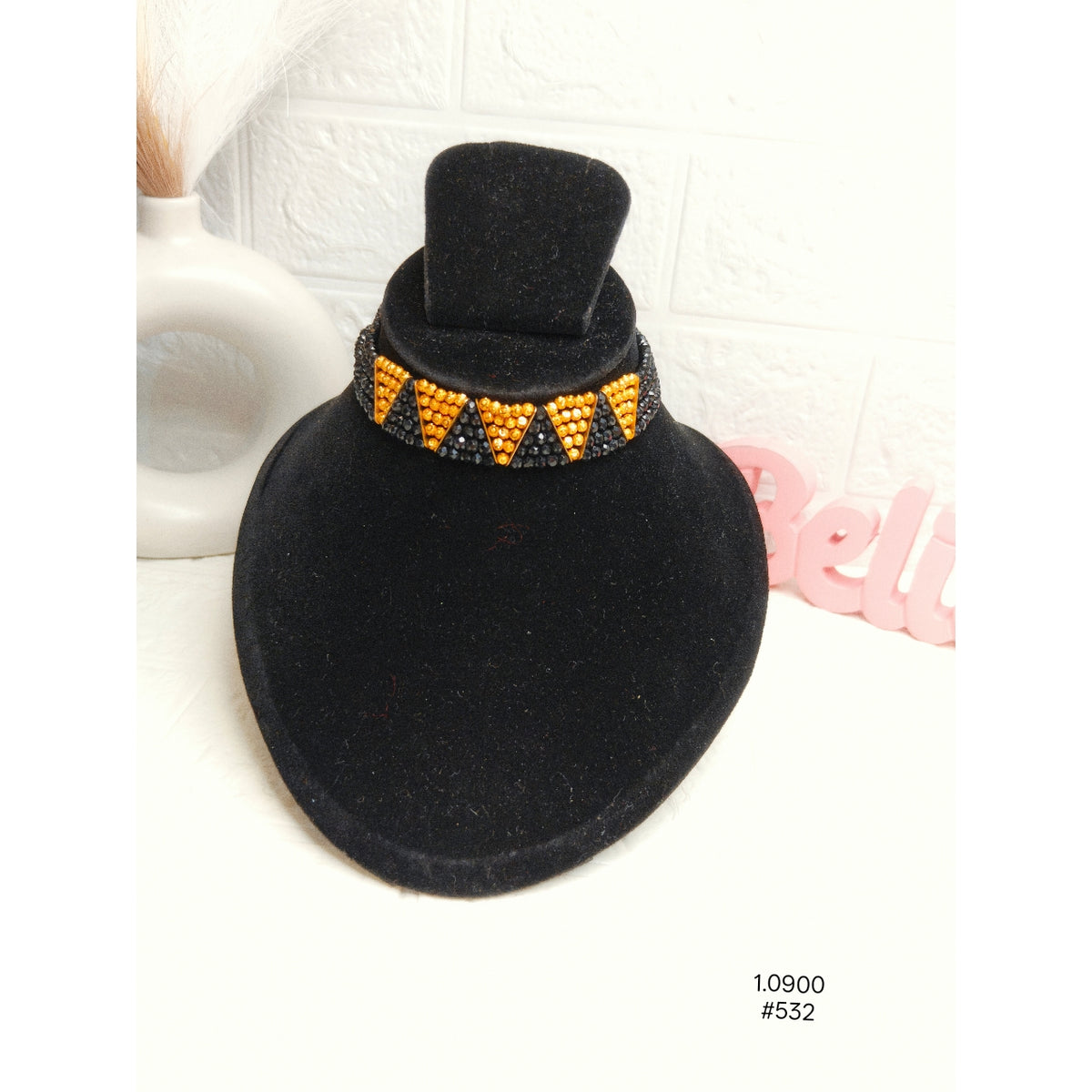 Classic Black Gold Beaded Choker Necklace with Elegant Finish
