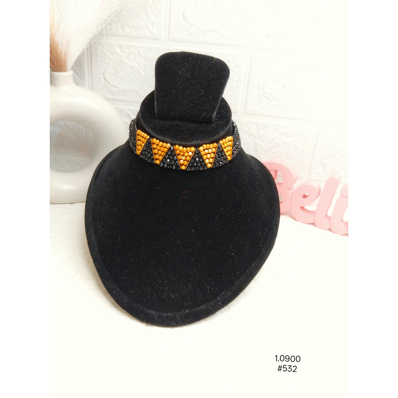 Classic Black Gold Beaded Choker Necklace with Elegant Finish