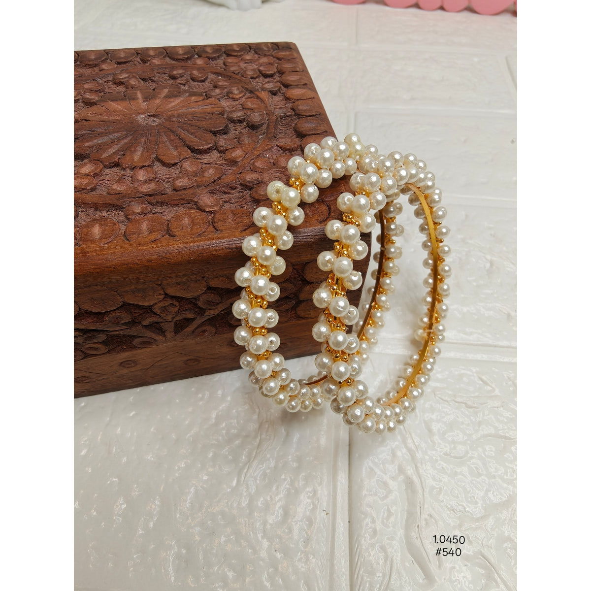 Classic Gold Plated Pearl Bangles