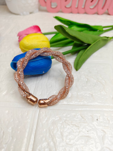 Rose gold-plated twisted spring cuff bracelet