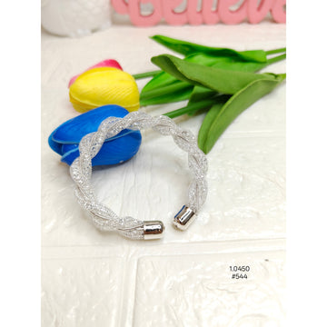 Silver-plated twisted mesh cuff bracelet