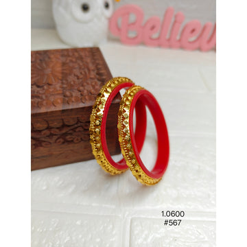 Gold-Plated Red Pola Bangles