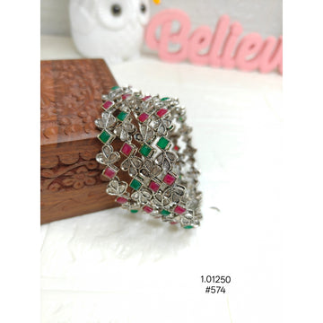 Vintage Oxidized Silver-Plated Bangle Set
