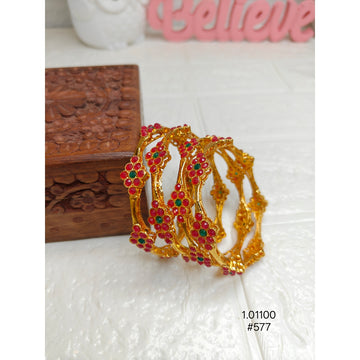 Luxury Gold Bangles with Ruby & Emerald Accents