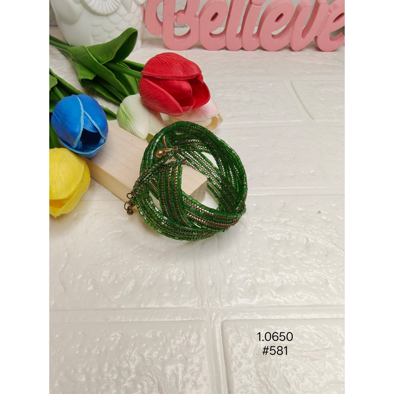 Layered Green Beaded Bracelet