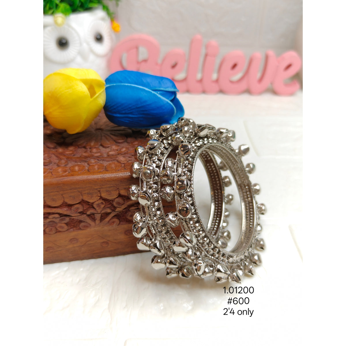 Classic Oxidized Silver-Plated Ghungroo Bangles