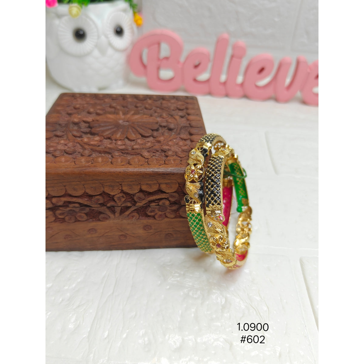 Ethnic Gold-Plated Meenakari Bangle Set with Multicolor Enamel Work for Women