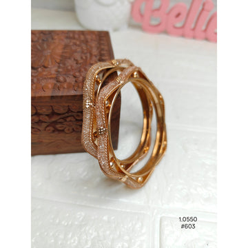 Luxury Rose Gold-Plated Bangle Set with CZ Stones