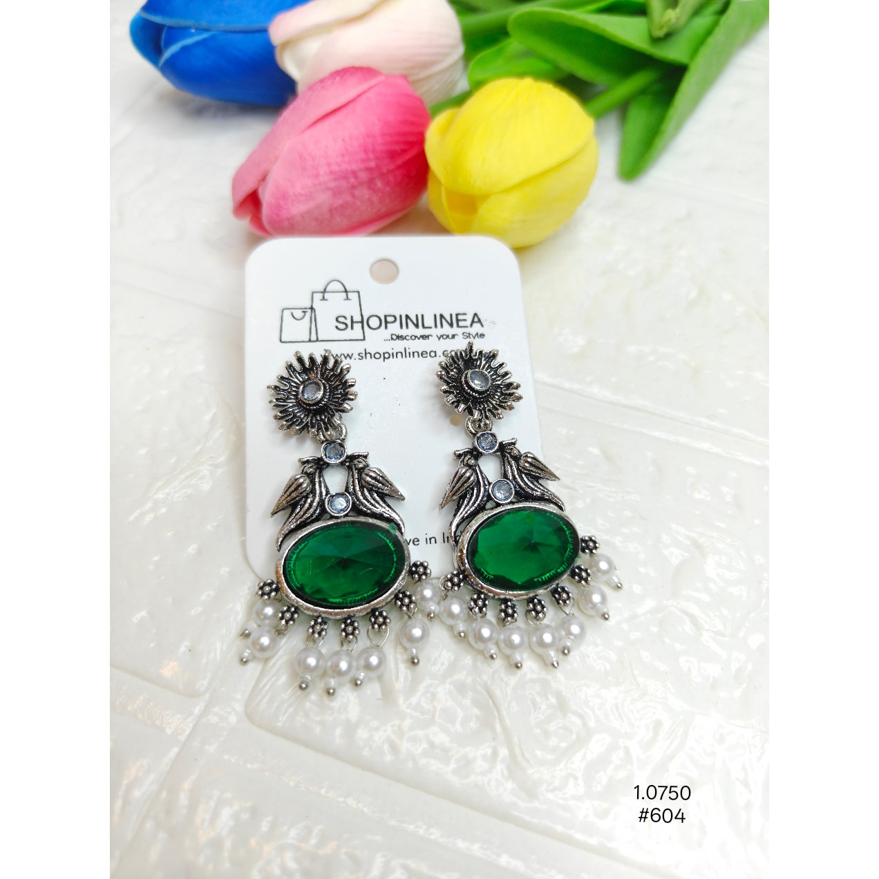 oxidized silver chandelier earrings