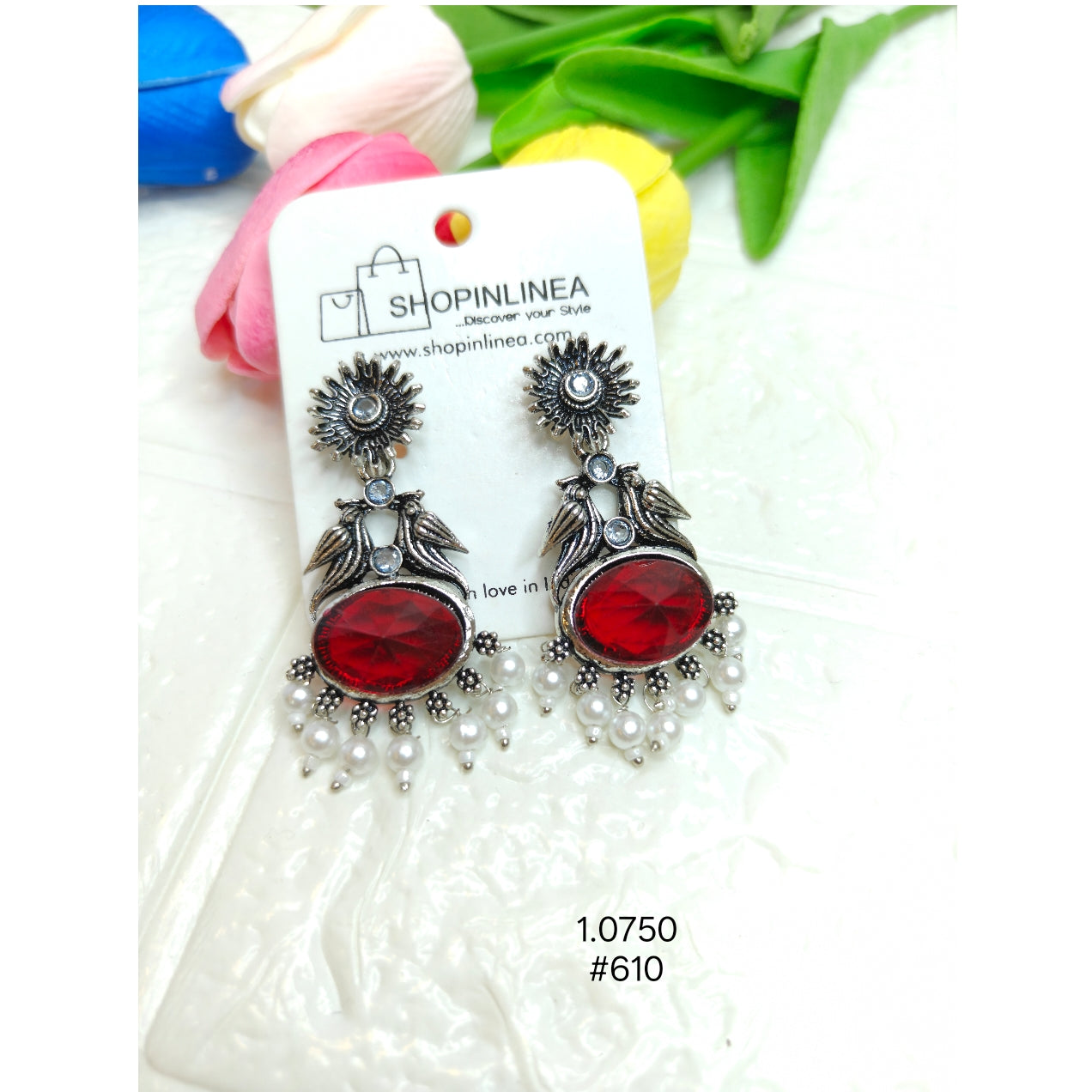 Silver Peacock Earrings