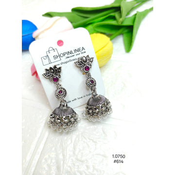 Trendy Oxidised Silver-Tone Jhumki Earrings