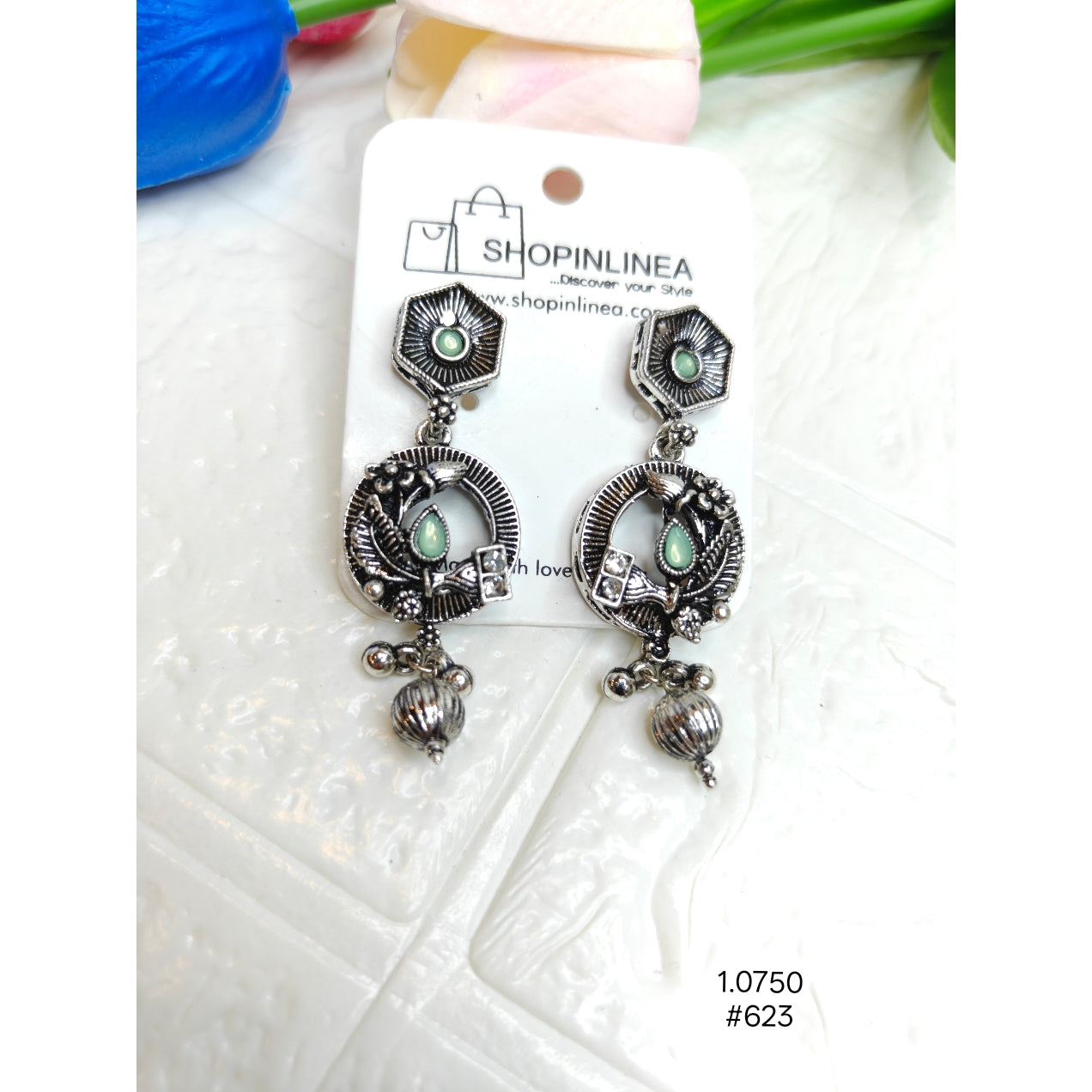 Designer Oxidized Silver Finish Earrings