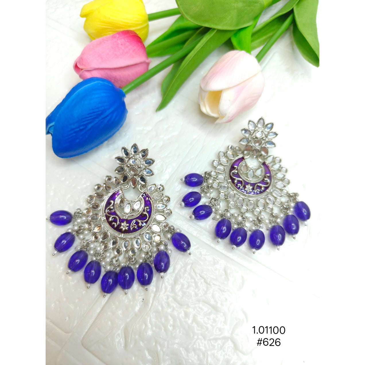 Estele Violet Meenakari Earrings