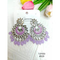 Purple Kundan Chandbali Earrings for Women