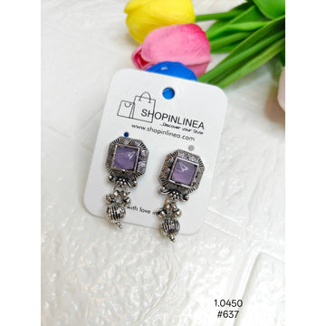 Ethnic Purple Stone Drop Earrings