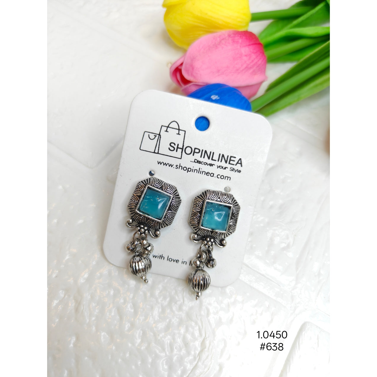 Silver Plated Oxidised Stud Earrings
