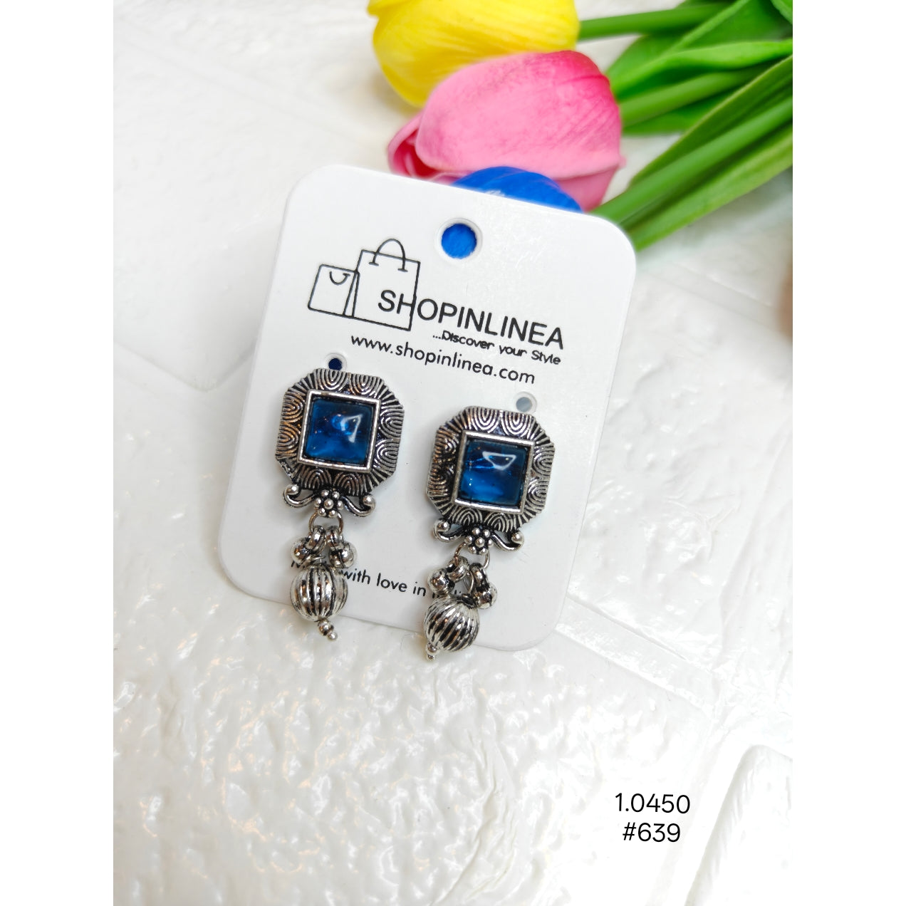 Designer Oxidised Silver Studs