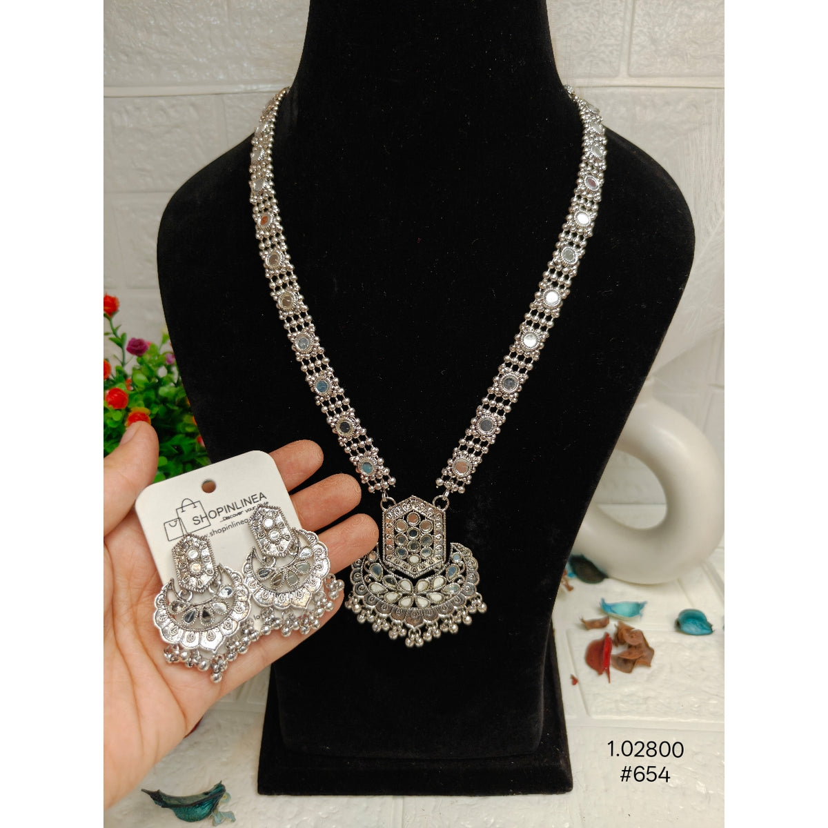 Ethnic Oxidised Silver Look Necklace Set