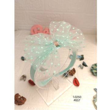 Cute Mint Green Polka Dot Bow Headband