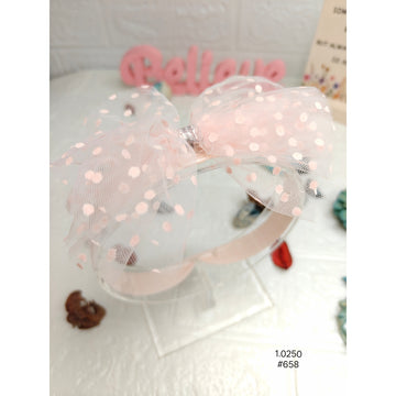 Elegant Pink Polka Dot Tulle Headband