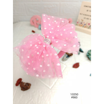 Fashion Pink Polka Dot Hairband with Large Puff Bow