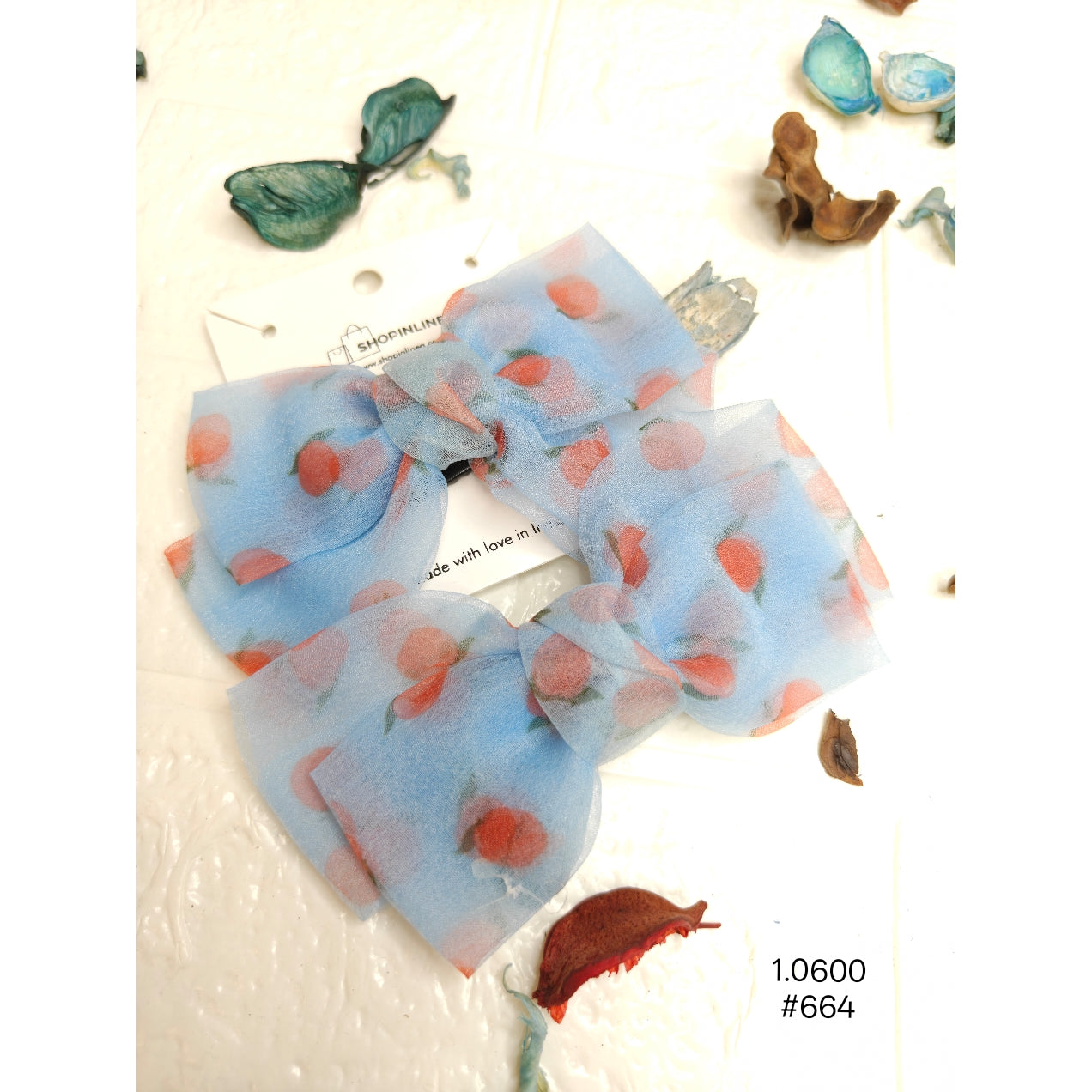 Light Blue Peach Pattern Hair Clip