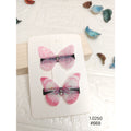 Pink chiffon butterfly hair clips 
