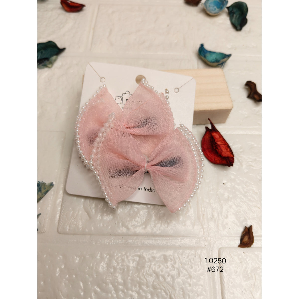 Pink Organza Bow Hair Clip