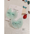 Green Mesh Bow Hair Clips