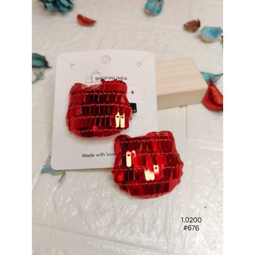 Designer Red Sequin Hair Clips