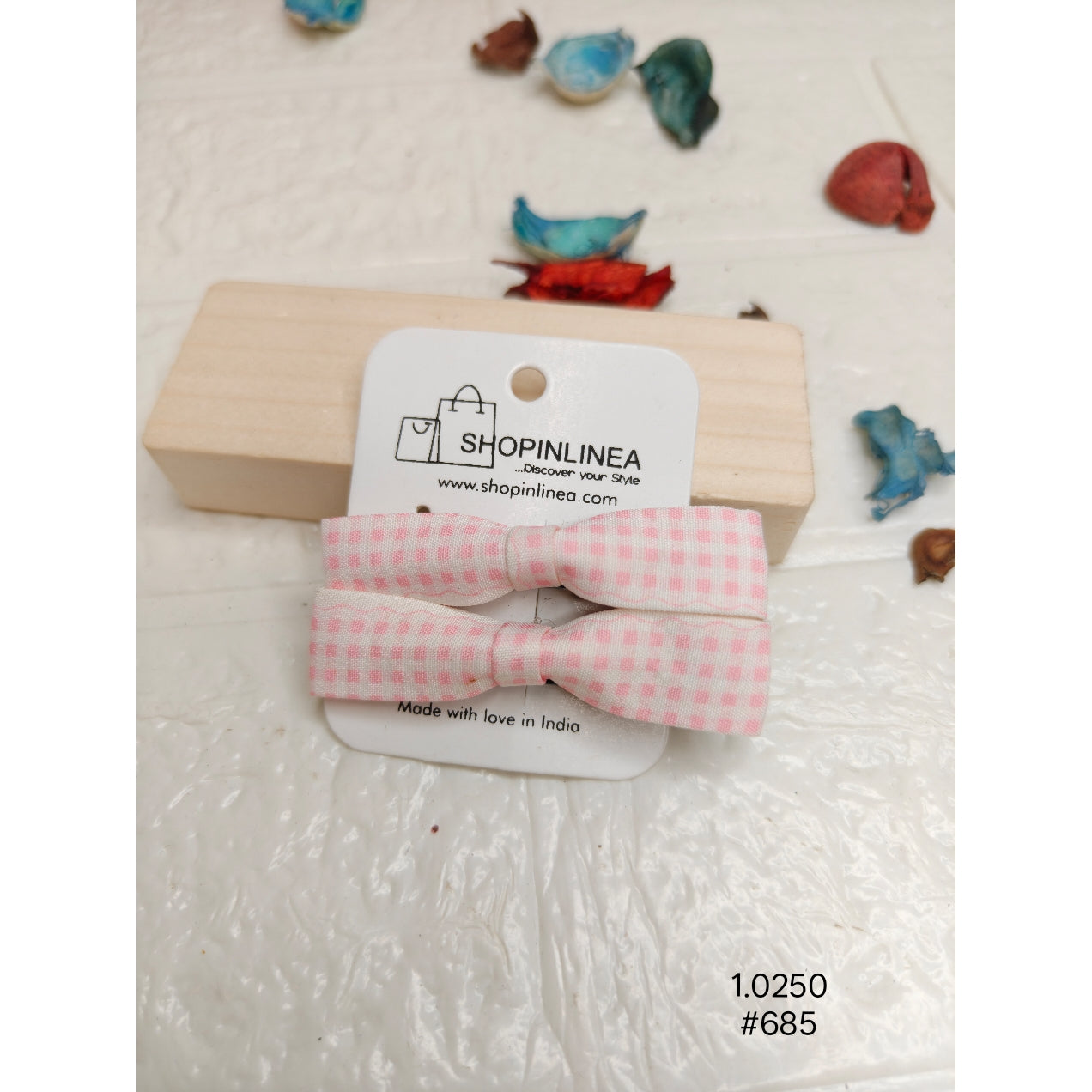 Pink Checkered Hair Bow Clips