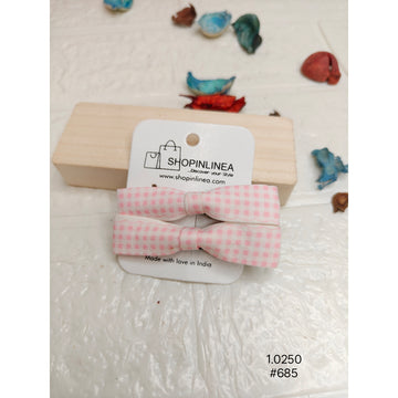 Pink Checkered Hair Bow Clips