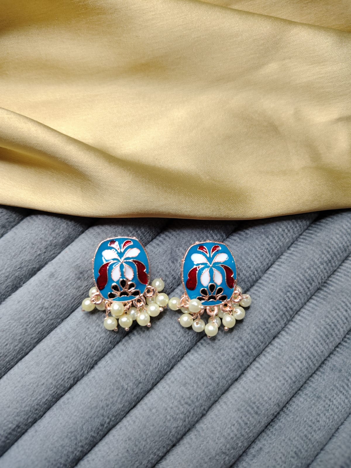 Blue Meenakari Studs