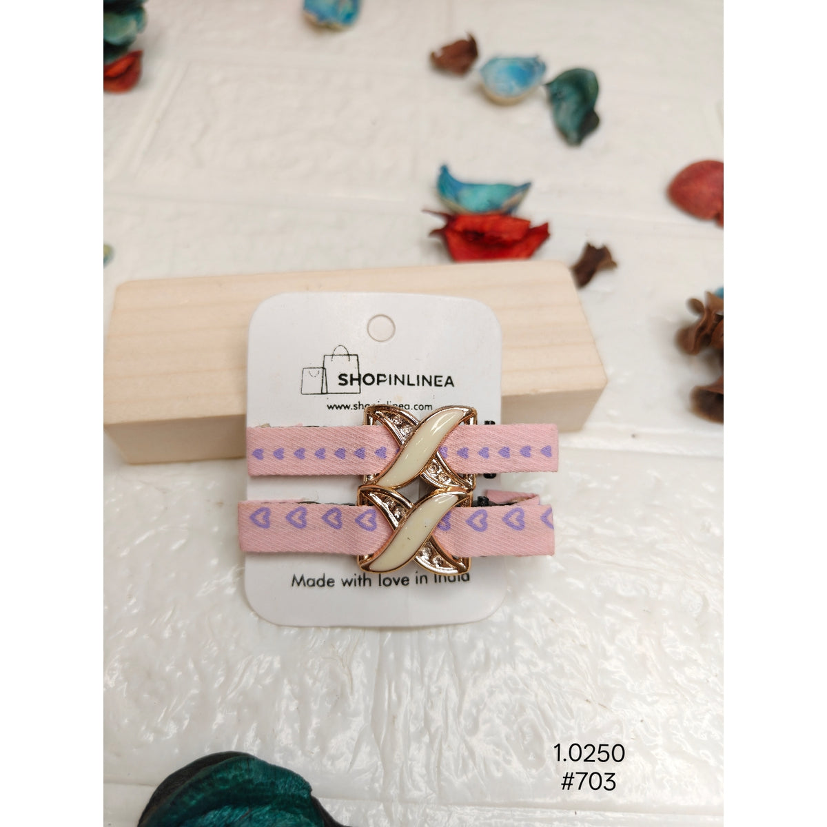 Lavender Heart Hair Clip with Gold Cross Detail