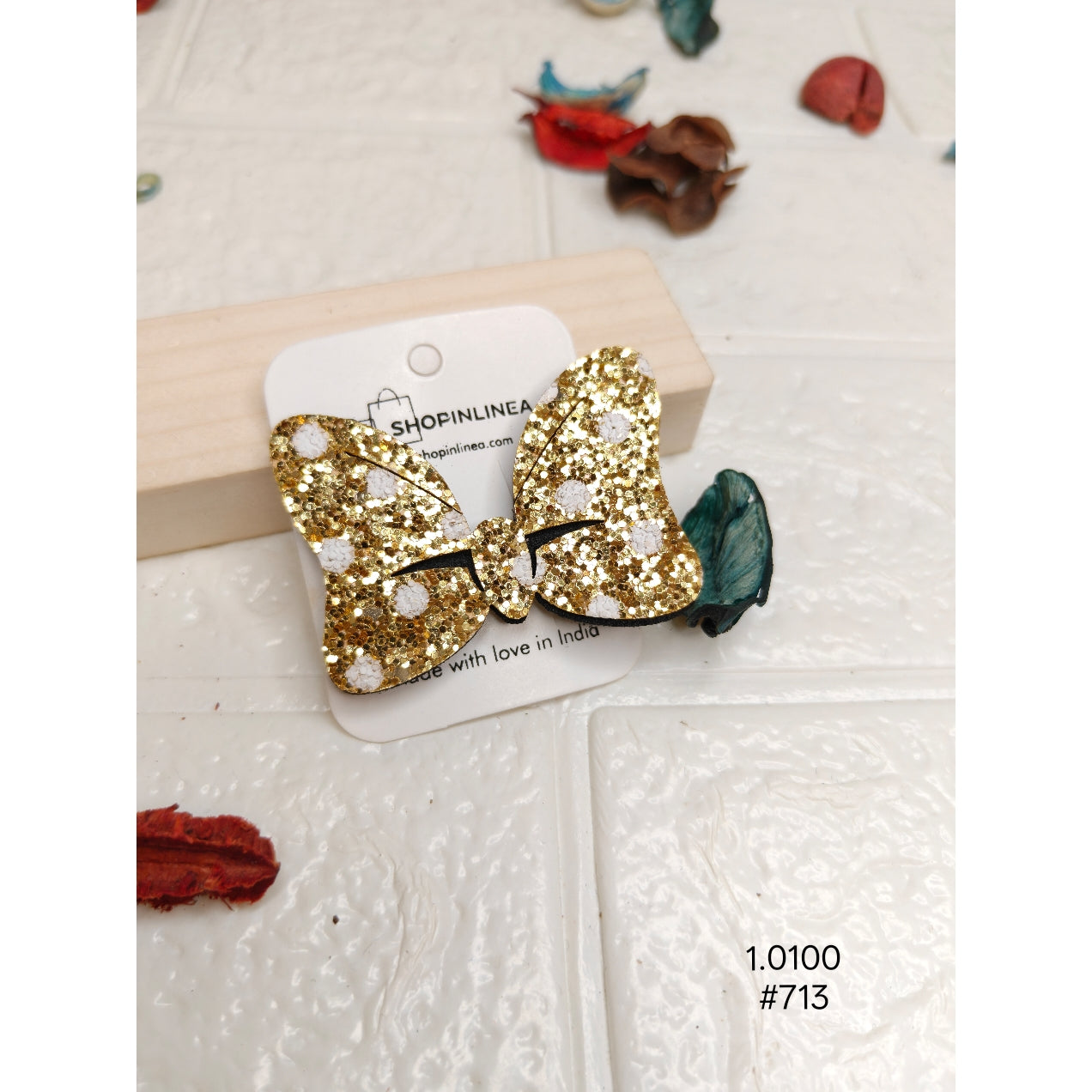 Butterfly Bow Hair Clip with Glitter