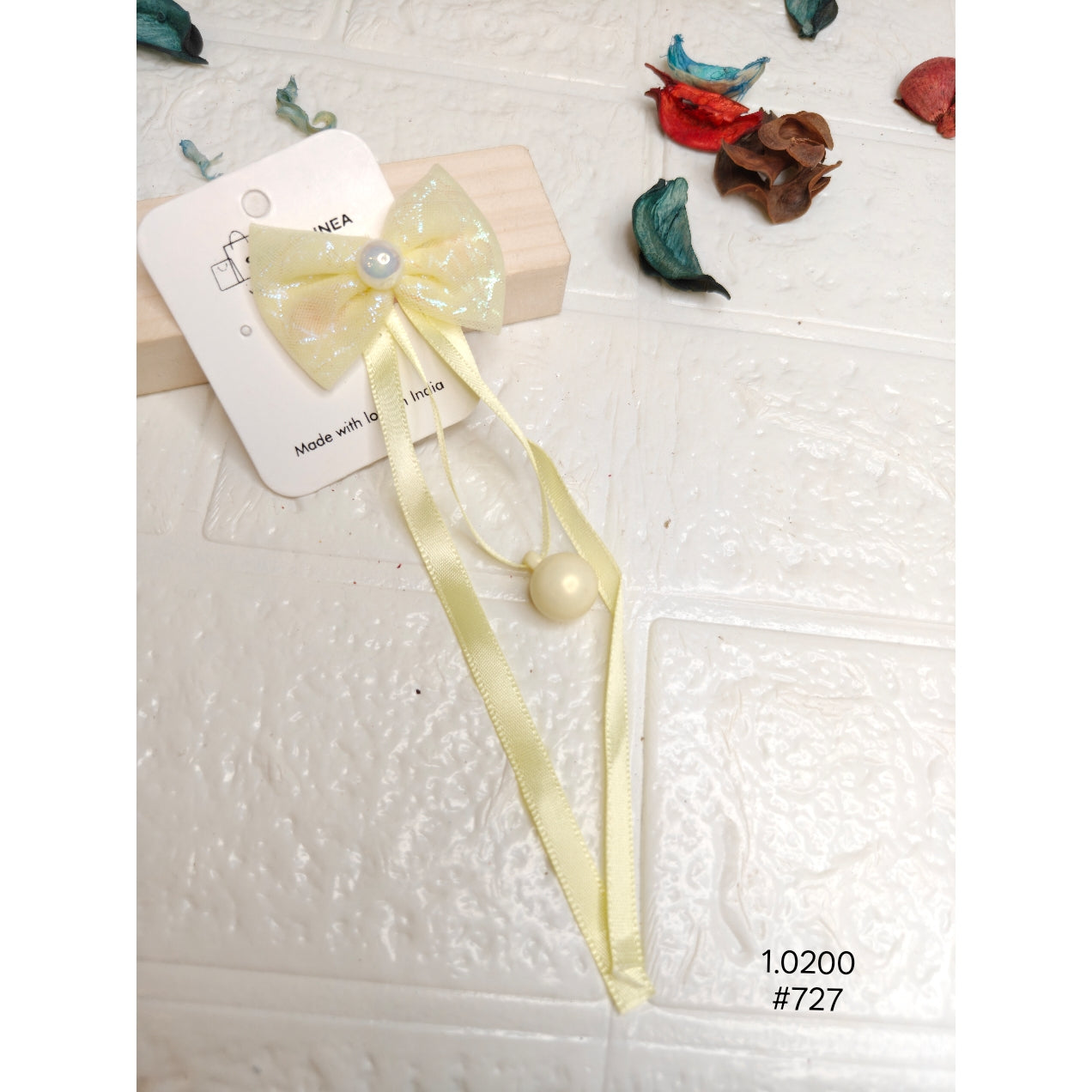 Designer Yellow Bow Hair Clip