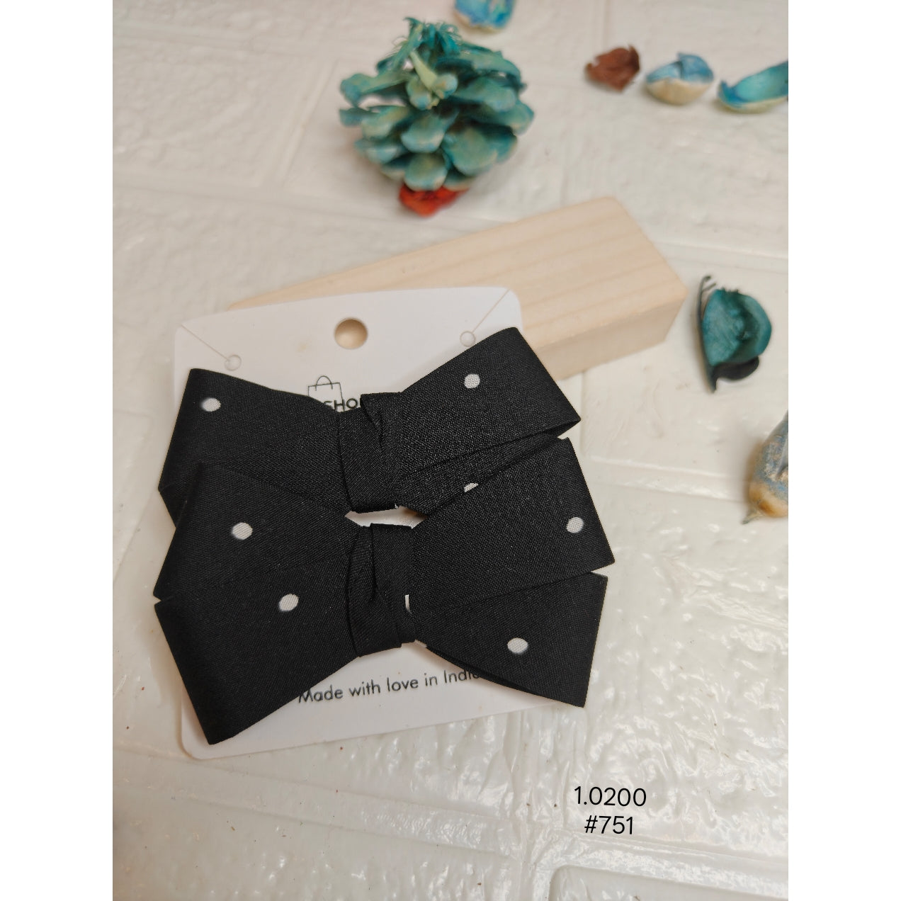 Vintage Black Polka Dot Bow Hair Clip