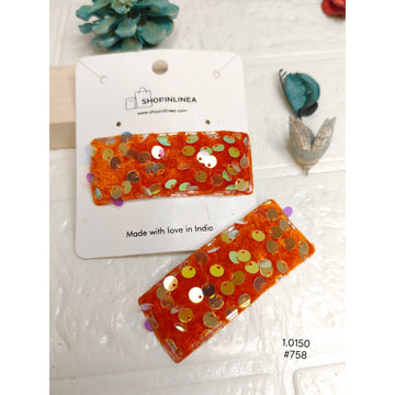 Premium Orange Velvet Hair Clips