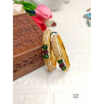 Designer Gold-Plated Multi-Stone Bangles