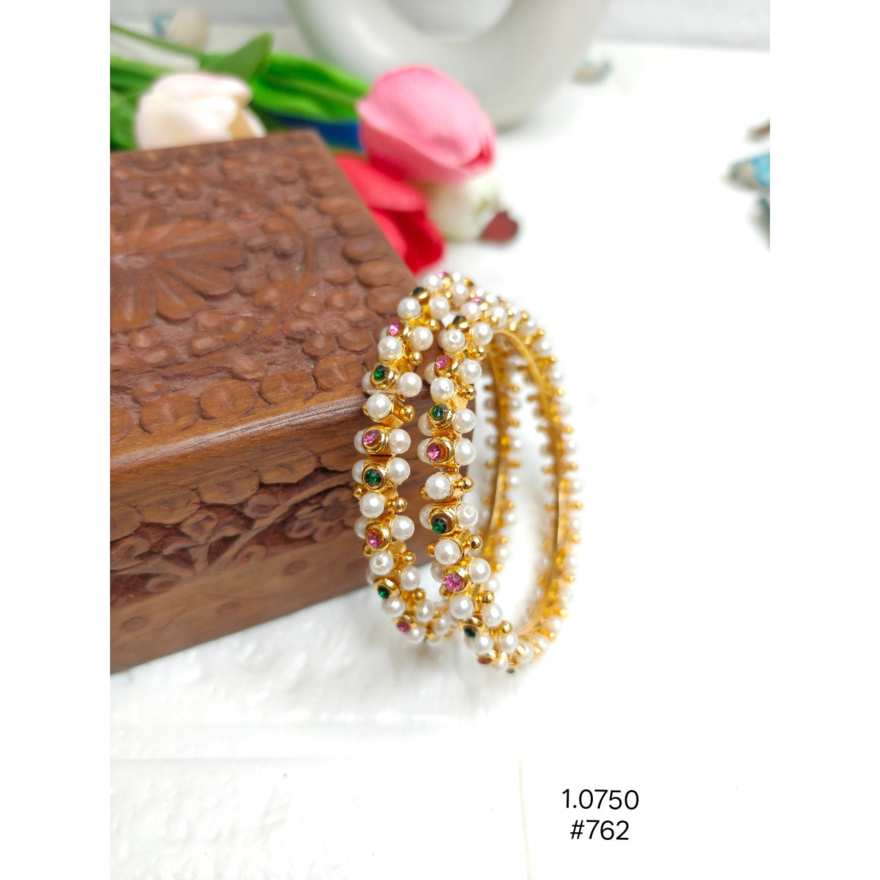 Classic Moti Gopi Toda Bangles Gold-Plated