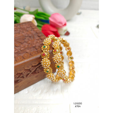 Minimal Gold-Plated Pearl Beaded Bangles