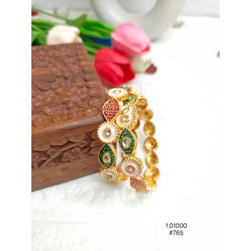 Ethnic Gold-Plated Brass Bangles